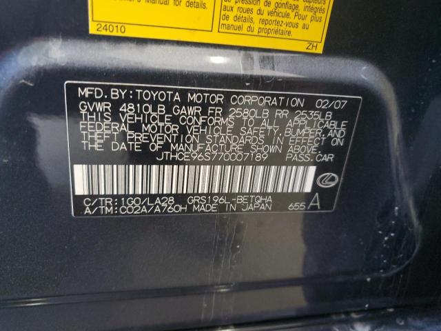 JTHCE96S770007189 - 2007 LEXUS GS 350 Қара фото 12