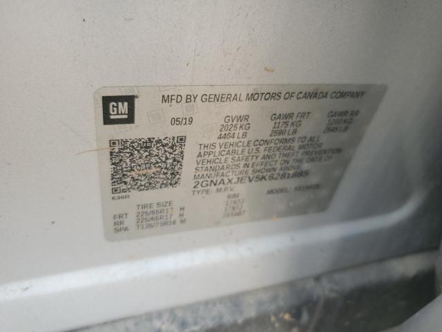 2GNAXJEV5K6281885 - 2019 CHEVROLET EQUINOX LT SILVER photo 13