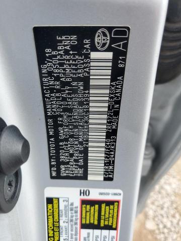 2T1BURHE3KC181394 - 2019 TOYOTA COROLLA L 银色 照片 13