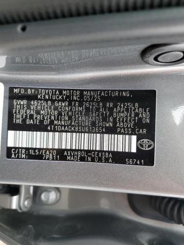 4T1DAACK8SU613654 - 2025 TOYOTA CAMRY XSE Grau Foto 12