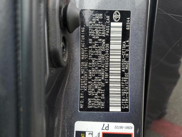 4T1BF1FK6CU534036 - 2012 TOYOTA CAMRY BASE 灰色 照片 12