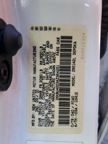 1NXBU4EE3AZ364251 - 2010 TOYOTA COROLLA BASE Blanco foto 13