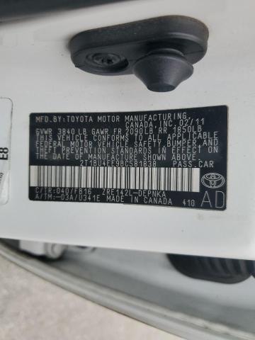 2T1BU4EE9BC581838 - 2011 TOYOTA COROLLA BASE Ağ foto 12