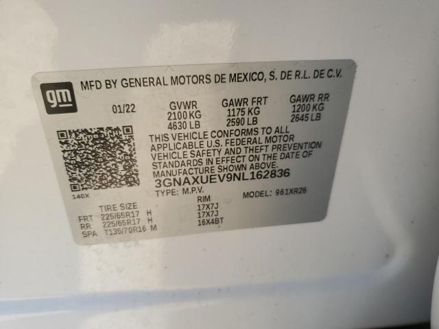 3GNAXUEV9NL162836 - 2022 CHEVROLET EQUINOX LT 白色 照片 13