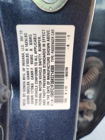 19XFC1F36KE214588 - 2019 HONDA CIVIC EX 石墨色 照片 12