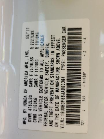 19UUB3F66JA000364 - 2018 ACURA TLX TECH+A Белый фото 12