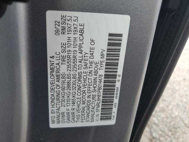 5FNRL6H81PB014478 - 2023 HONDA ODYSSEY TOURING SILVER photo 14