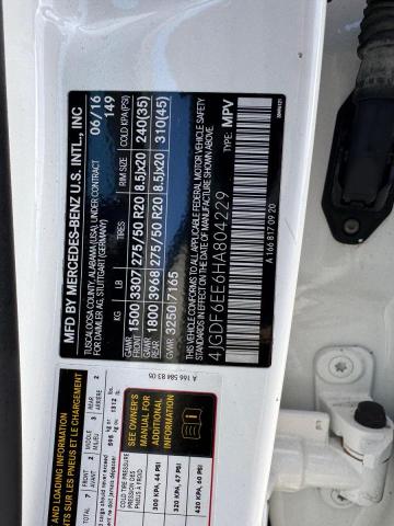 4JGDF6EE6HA804229 - 2017 MERCEDES-BENZ GLS 450 4MATIC WHITE photo 10