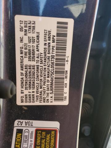 5J6RM4H75CL056730 - 2012 HONDA CR-V EXL BLUE photo 13