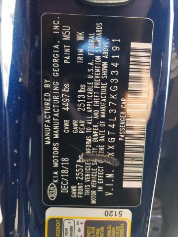 5XXGT4L37KG334191 - 2019 KIA OPTIMA LX Синій фото 12