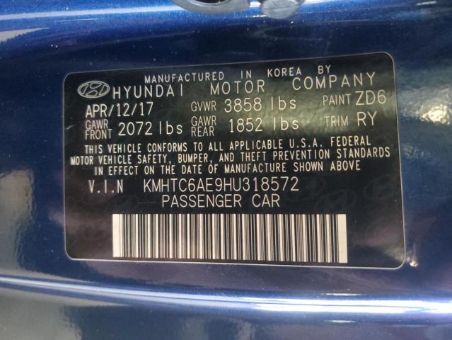 KMHTC6AE9HU318572 - 2017 HYUNDAI VELOSTER TURBO BLUE photo 12