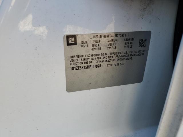 1G1ZE5ST5HF107978 - 2017 CHEVROLET MALIBU LT WHITE photo 12