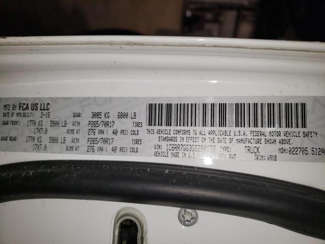 1C6RR7GG3GS280172 - 2016 RAM 1500 SLT WHITE photo 12