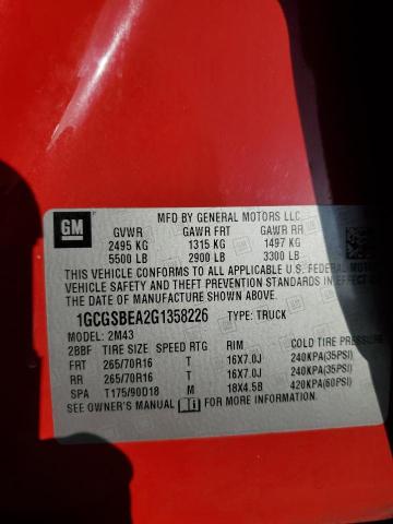 1GCGSBEA2G1358226 - 2016 CHEVROLET COLORADO RED photo 12