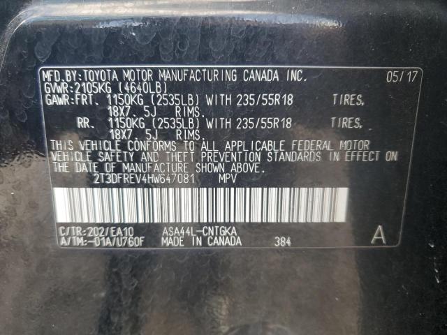 2T3DFREV4HW647081 - 2017 TOYOTA RAV4 LIMITED 黑色 照片 13