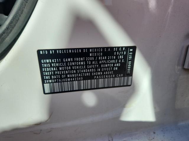 3VWDP7AJ0DM442340 - 2013 VOLKSWAGEN JETTA SE WHITE photo 12