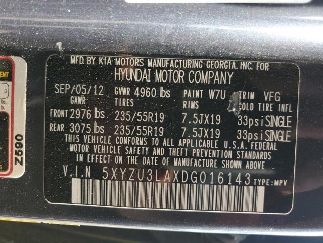 5XYZU3LAXDG016143 - 2013 HYUNDAI SANTA FE S GRAY photo 12