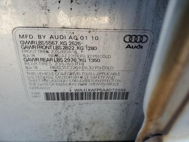 WA1LKAFP5AA072884 - 2010 AUDI Q5 PREMIUM PLUS SILVER photo 14