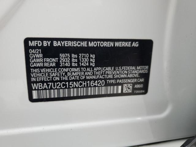 WBA7U2C15NCH16420 - 2022 BMW ALPINA B7 WHITE photo 12