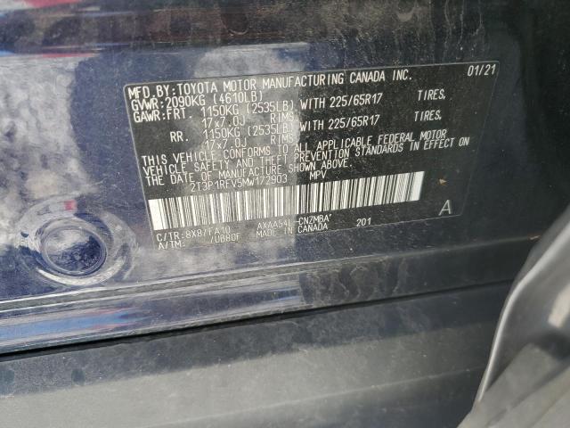 2T3P1RFV5MW172903 - 2021 TOYOTA RAV4 XLE 蓝色 照片 13