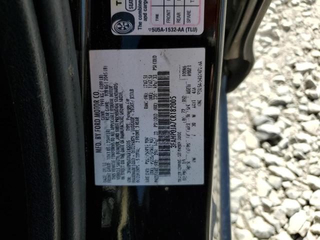 3FAHP0JA7CR182005 - 2012 FORD FUSION SEL BLACK photo 12