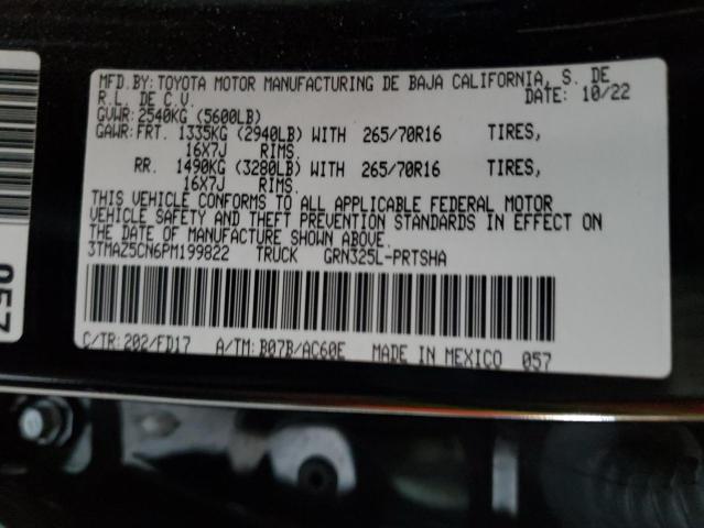 3TMAZ5CN6PM199822 - 2023 TOYOTA TACOMA DOUBLE CAB 黑色 照片 12
