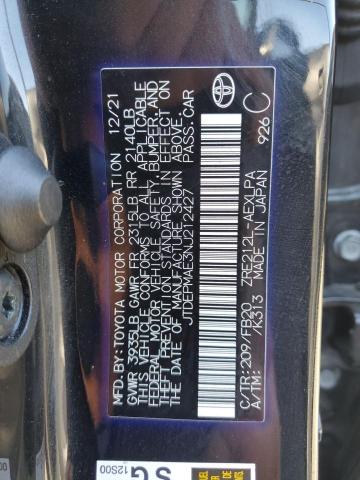 JTDEPMAE3NJ212427 - 2022 TOYOTA COROLLA LE BLACK photo 12