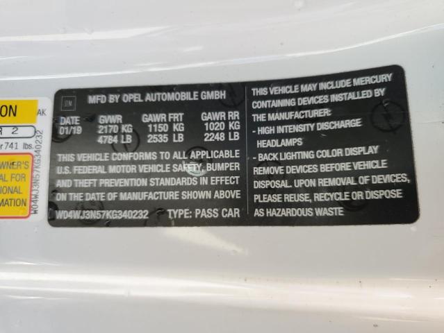 W04WJ3N57KG340232 - 2019 BUICK CASCADA SPORT TOURING WHITE photo 13