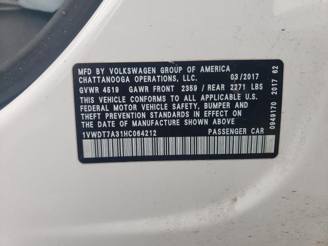1VWDT7A31HC064212 - 2017 VOLKSWAGEN PASSAT R-LINE თეთრი ფოტო 12