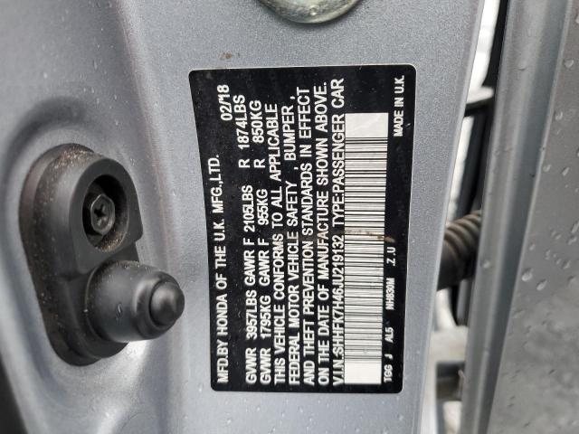 SHHFK7H46JU219132 - 2018 HONDA CIVIC SPORT 灰色 照片 13