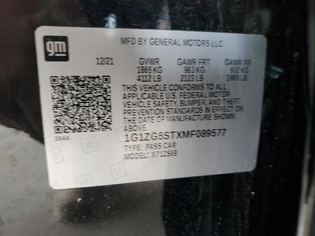 1G1ZG5STXMF089577 - 2021 CHEVROLET MALIBU RS 黑色 照片 12