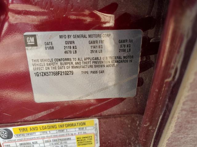 1G1ZK57768F210279 - 2008 CHEVROLET MALIBU LTZ 栗色 照片 12