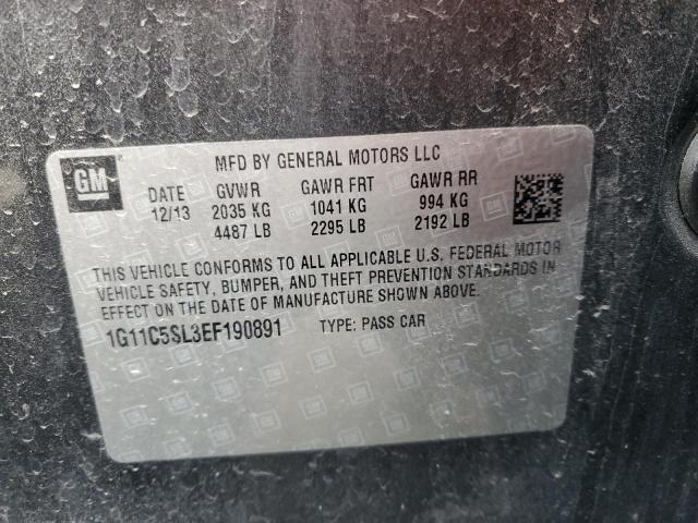 1G11C5SL3EF190891 - 2014 CHEVROLET MALIBU 1LT Сұр фото 12