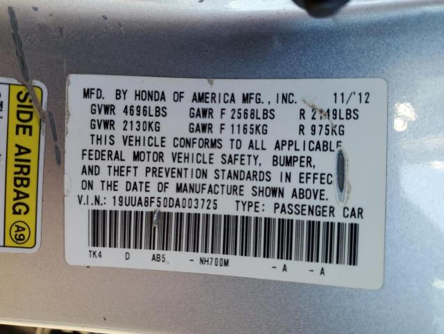 19UUA8F50DA003725 - 2013 ACURA TL TECH SILVER photo 13