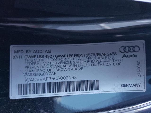 WAUVVAFR5CA002163 - 2012 AUDI S5 PRESTIGE BLACK photo 12