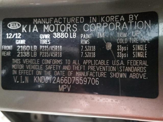 KNDJT2A66D7559706 - 2013 KIA SOUL + GRAY photo 12