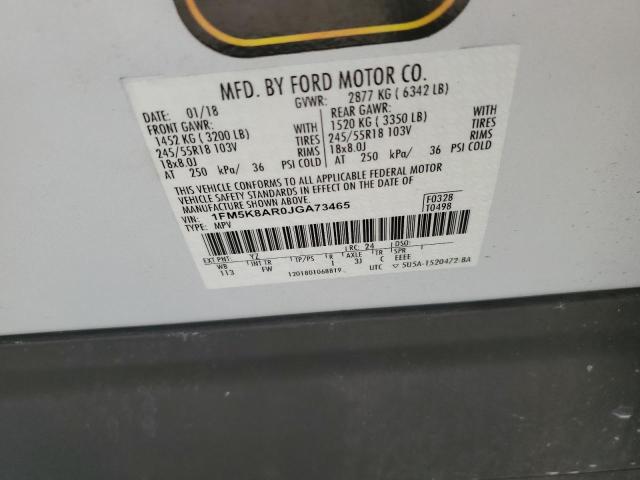 1FM5K8AR0JGA73465 - 2018 FORD EXPLORER POLICE INTERCEPTOR 白色 照片 14