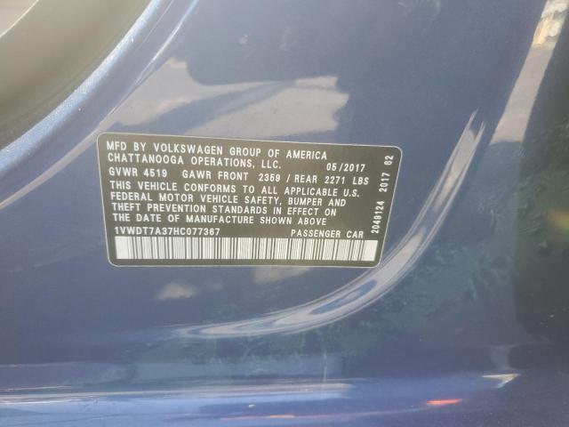 1VWDT7A37HC077367 - 2017 VOLKSWAGEN PASSAT R-LINE Mavi foto 12