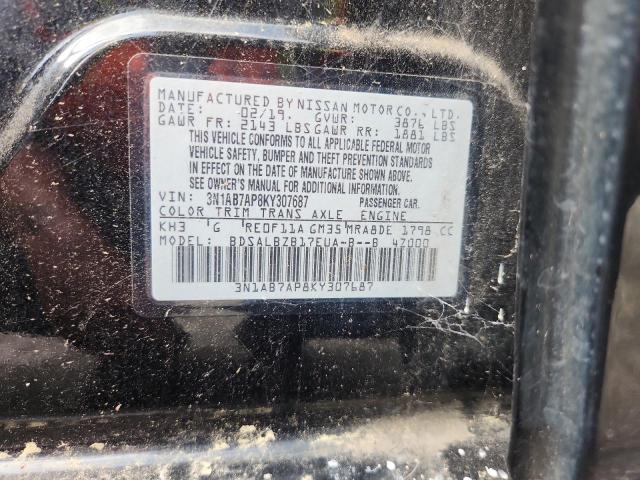 3N1AB7AP8KY307687 - 2019 NISS SENTRA S 黑色 照片 12