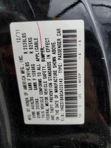 1HGCS1B86CA005140 - 2012 HONDA ACCORD EXL BLACK photo 12