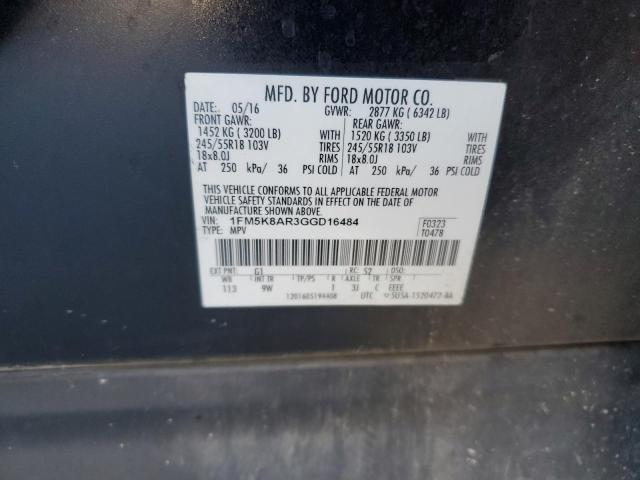 1FM5K8AR3GGD16484 - 2016 FORD EXPLORER POLICE INTERCEPTOR 黑色 照片 13