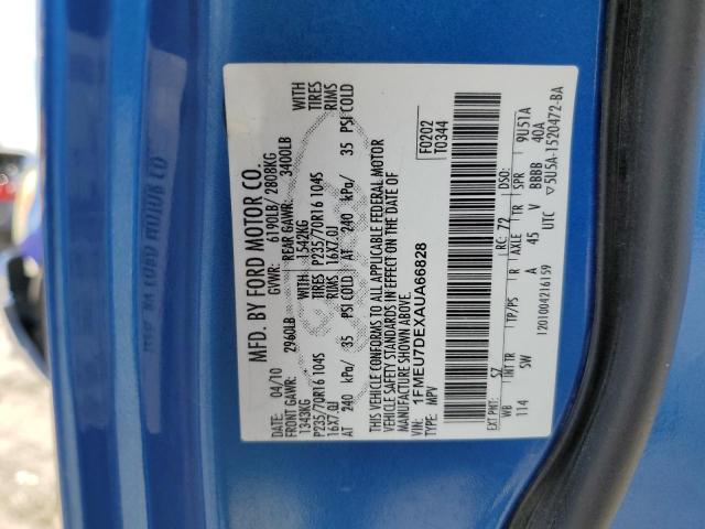 1FMEU7DEXAUA66828 - 2010 FORD EXPLORER XLT BLUE photo 13