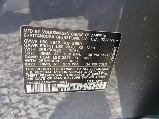 1V2KE2CAXMC236006 - 2021 VOLKSWAGEN ATLAS CROS SE GRAY photo 14