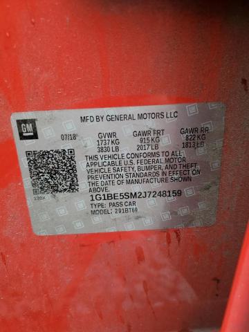 1G1BE5SM2J7248159 - 2018 CHEVROLET CRUZE LT 红色 照片 12