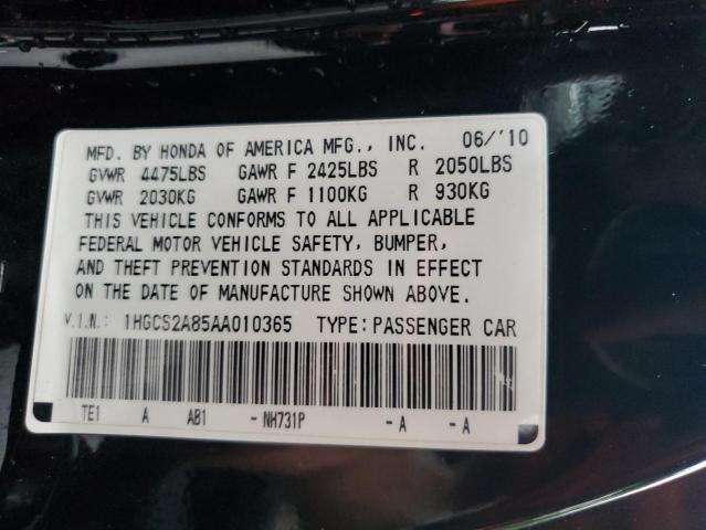 1HGCS2A85AA010365 - 2010 HONDA ACCORD EXL 黑色 照片 13