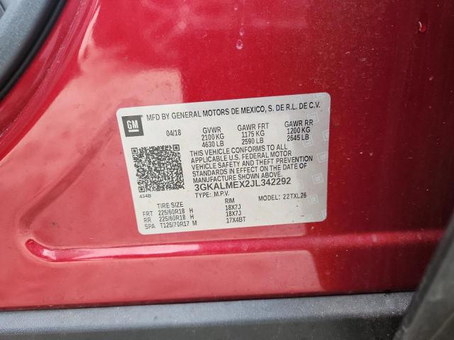 3GKALMEX2JL342292 - 2018 GMC TERRAIN SLE RED photo 13