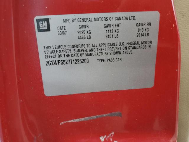 2G2WP552771226200 - 2007 PONTIAC GRAND PRIX 红色 照片 12