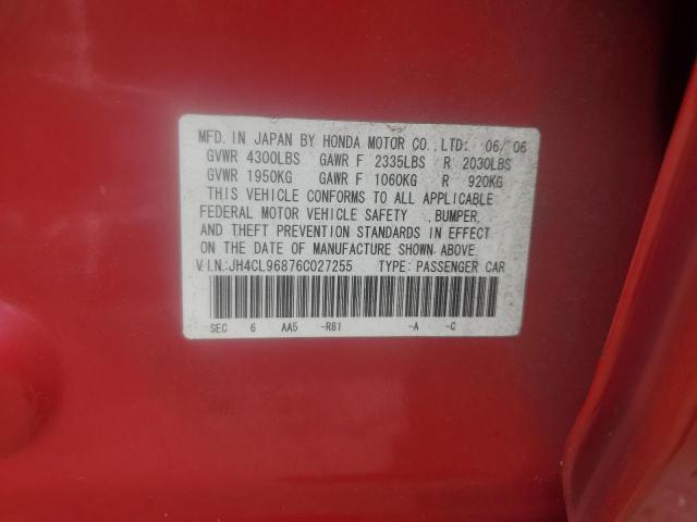 JH4CL96876C027255 - 2006 ACURA TSX RED photo 12