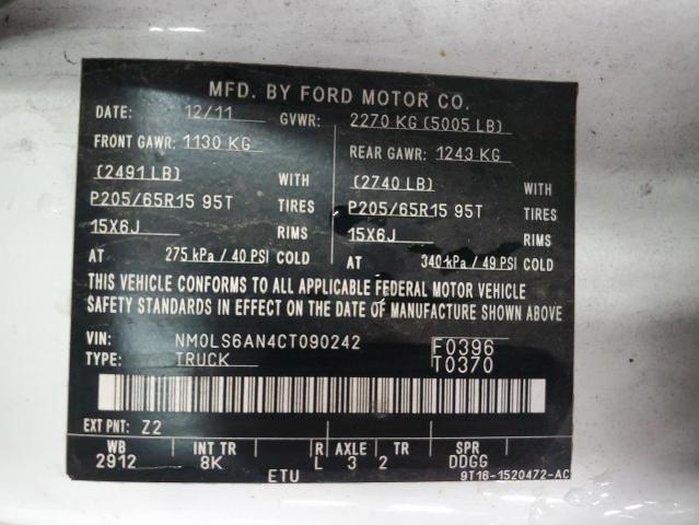 NM0LS6AN4CT090242 - 2012 FORD TRANSIT CONNECT XL WHITE photo 13