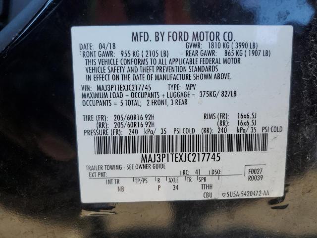 MAJ3P1TEXJC217745 - 2018 FORD ECOSPORT SE Schwarz Foto 13